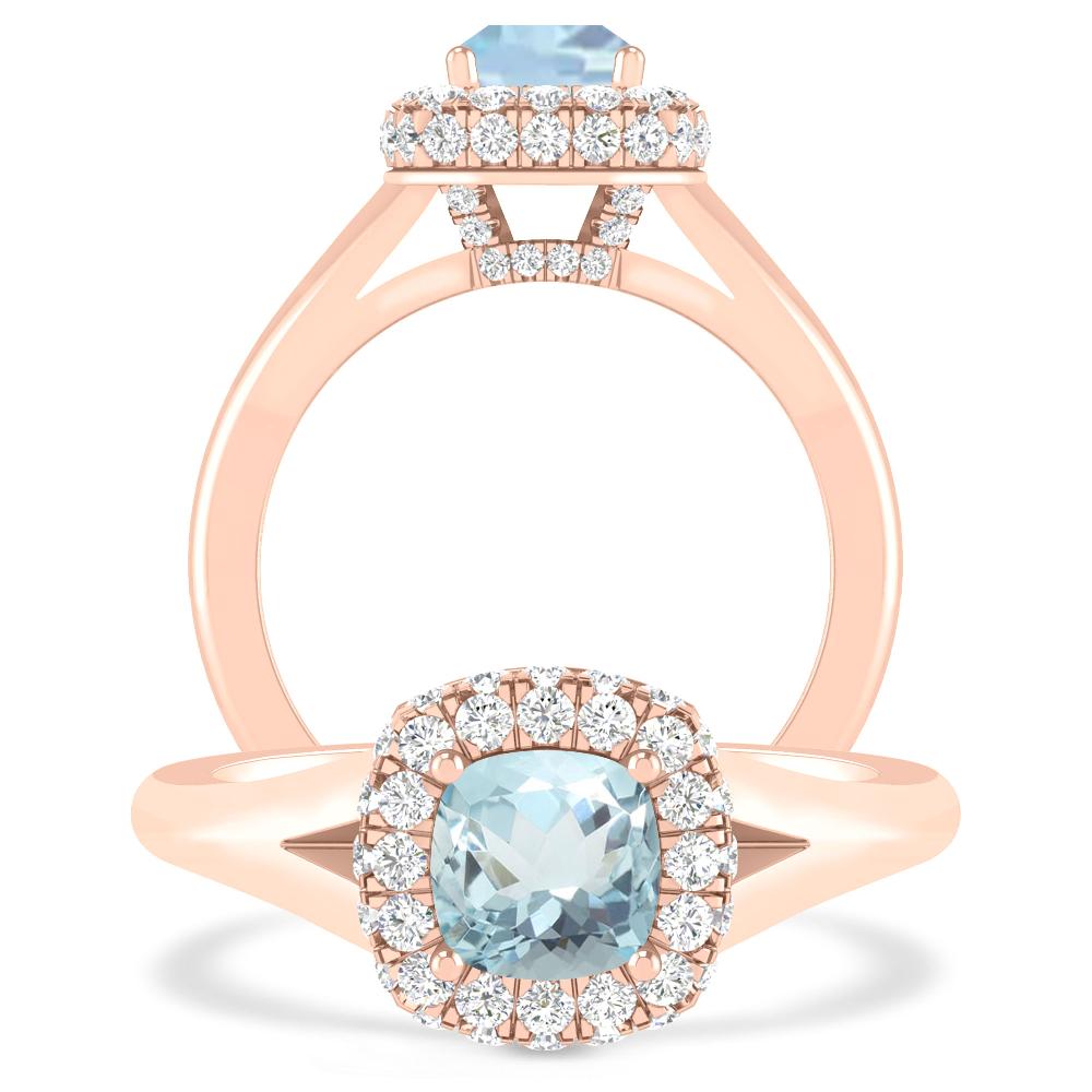 Rose Gold - Aquamarine