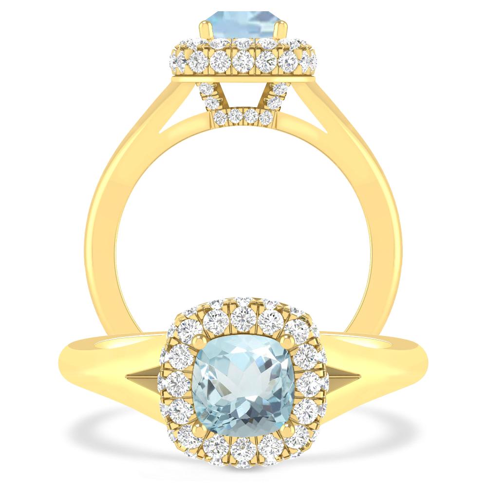 Yellow Gold - Aquamarine