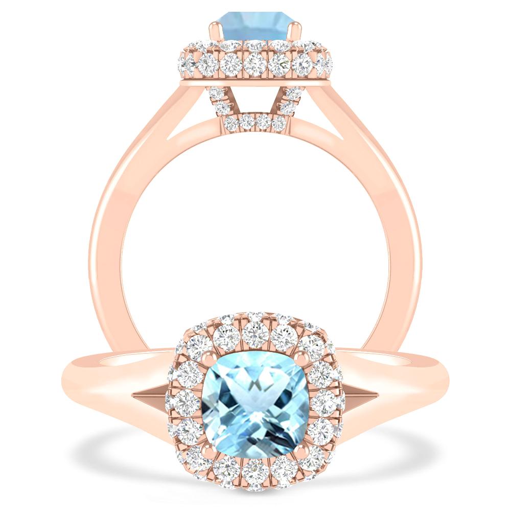 Rose Gold - Aquamarine