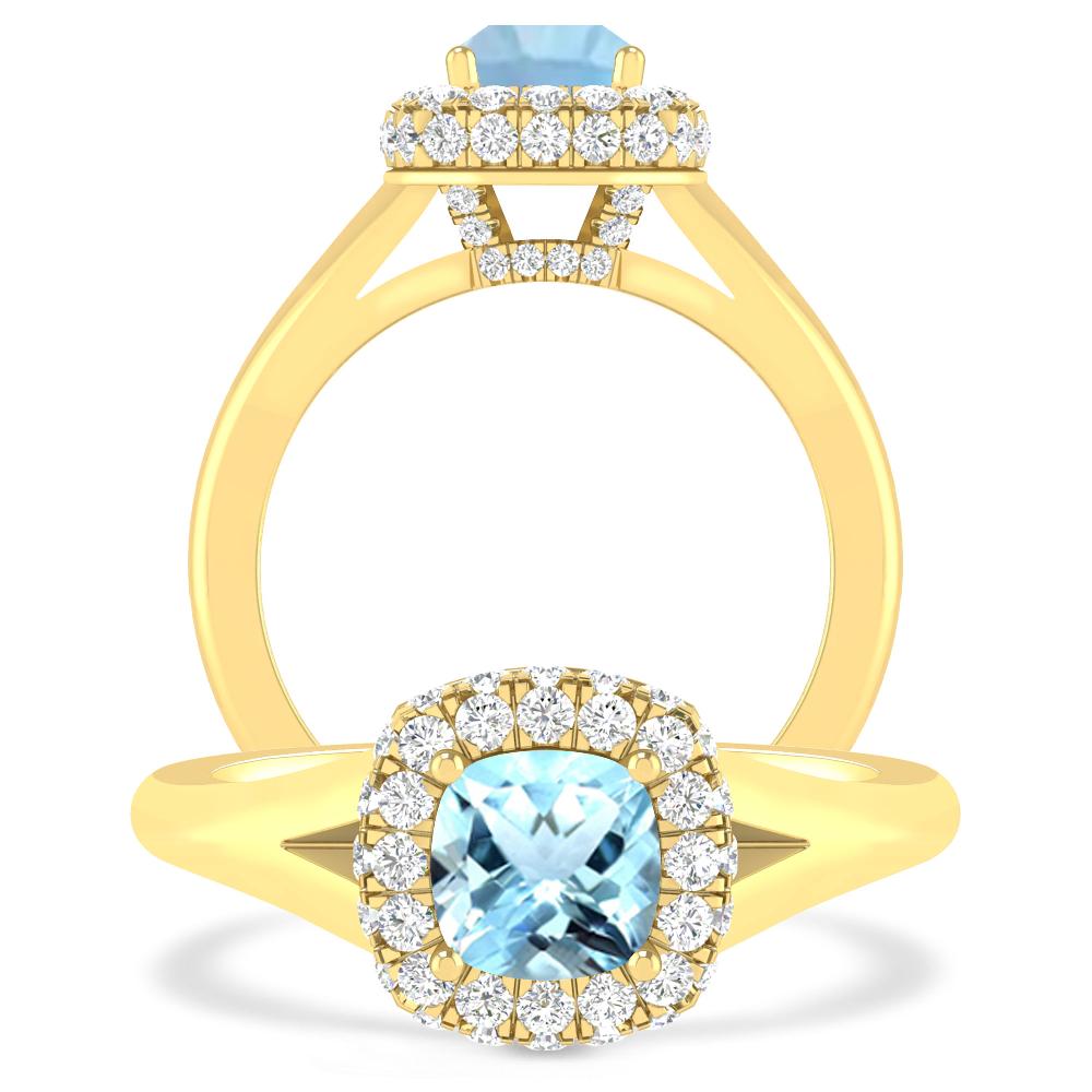 Yellow Gold - Aquamarine