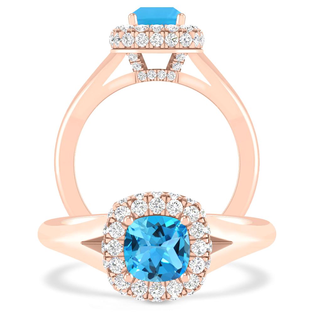 Rose Gold - Blue Topaz