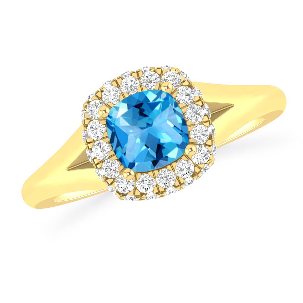 Yellow Gold - Blue Topaz
