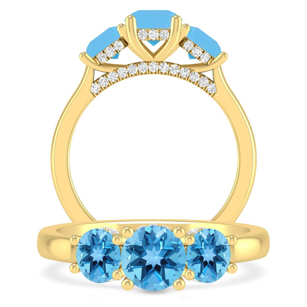 Yellow Gold - Blue Topaz