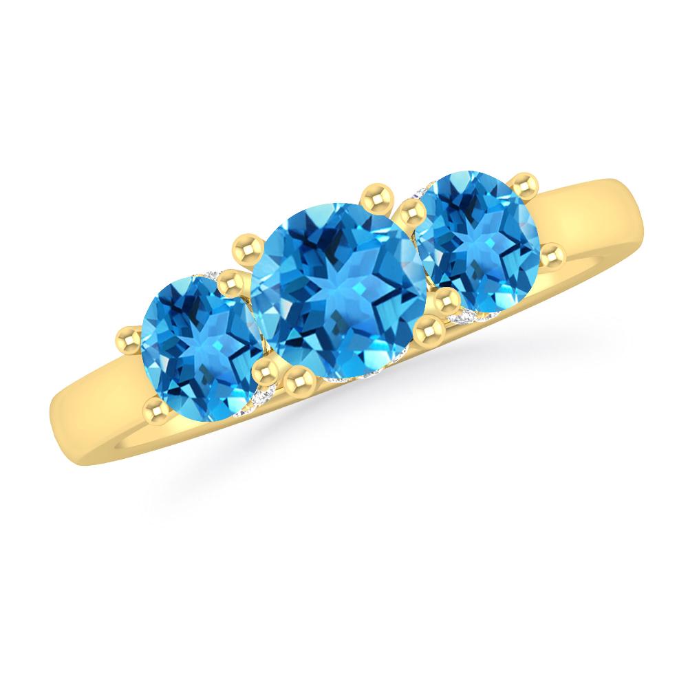 Yellow Gold - Blue Topaz