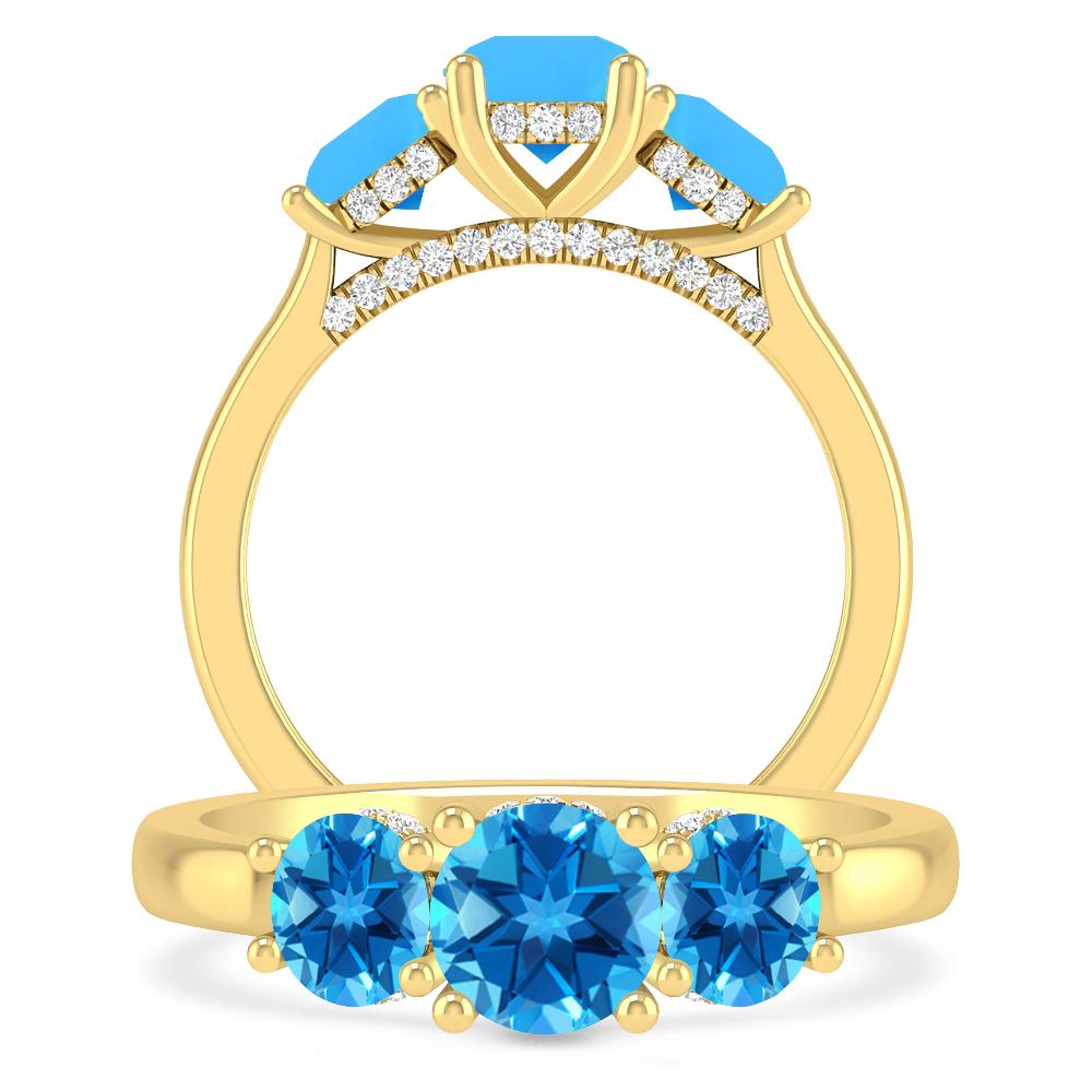 Yellow Gold - Blue Topaz