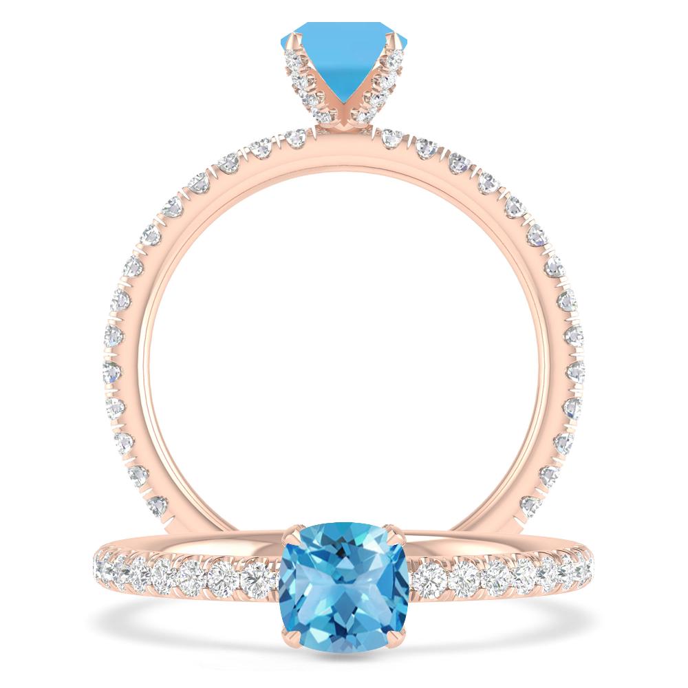 Rose Gold - Blue Topaz