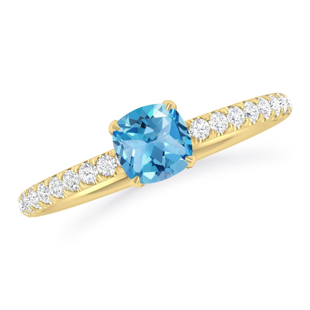 Yellow Gold - Blue Topaz