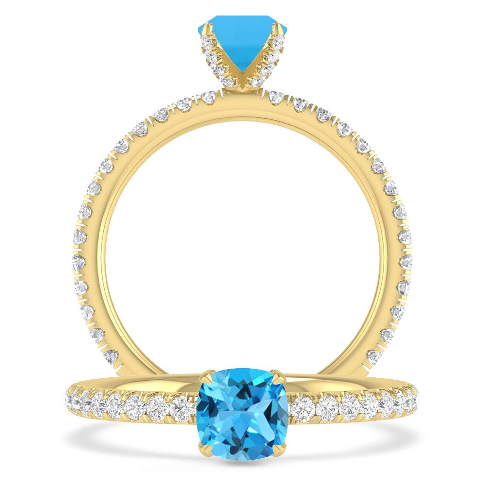 Yellow Gold - Blue Topaz