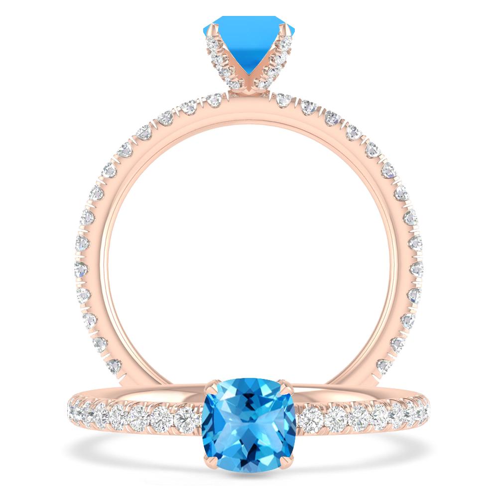 Rose Gold - Blue Topaz