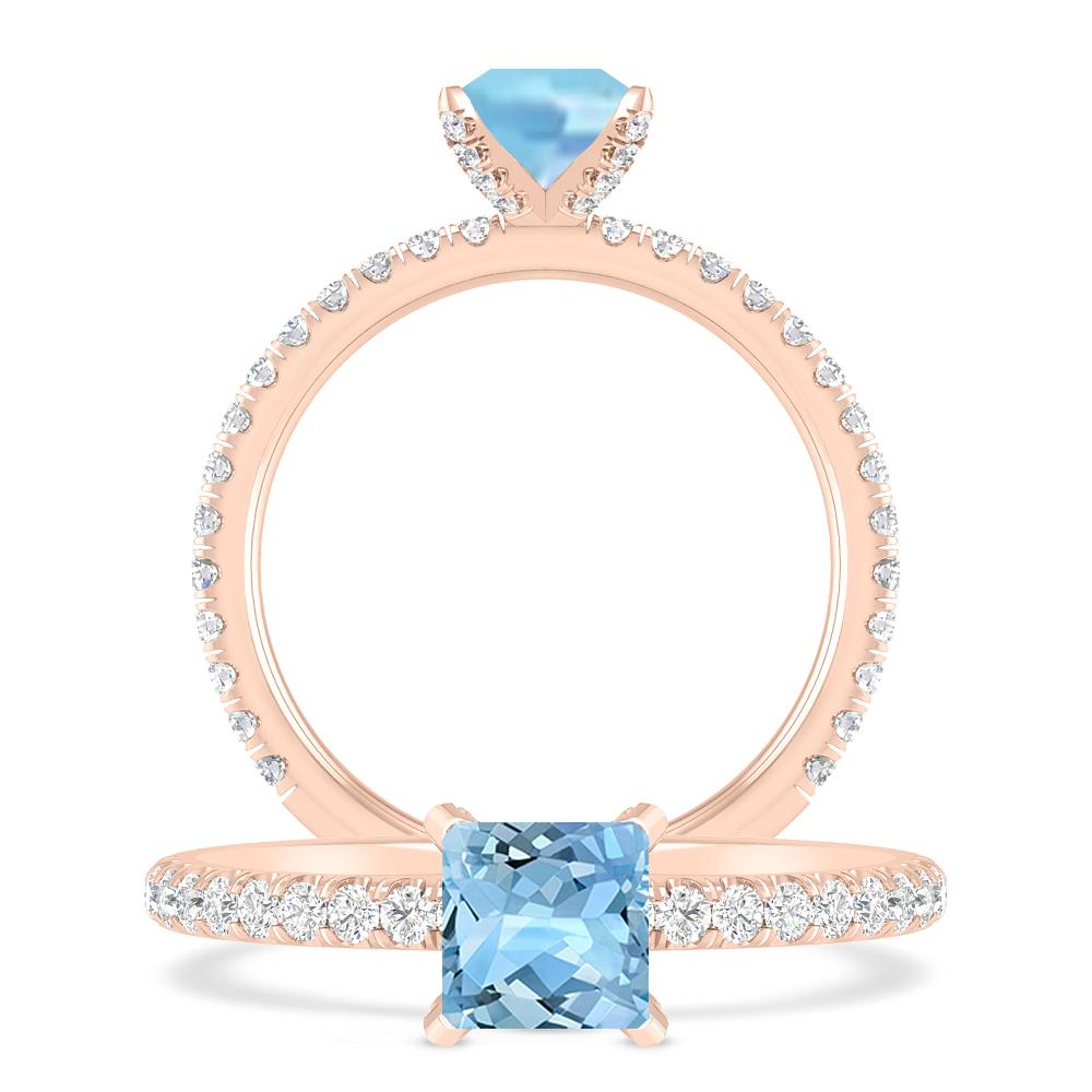 Rose Gold - Aquamarine