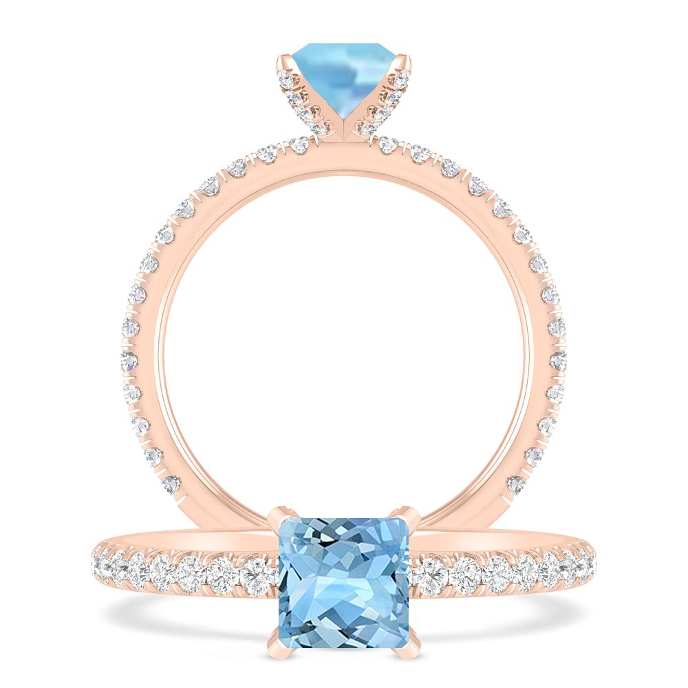 Rose Gold - Aquamarine
