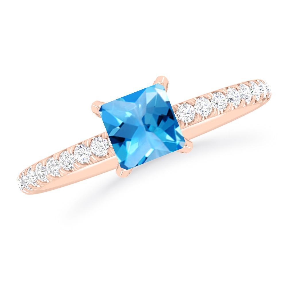 Rose Gold - Blue Topaz