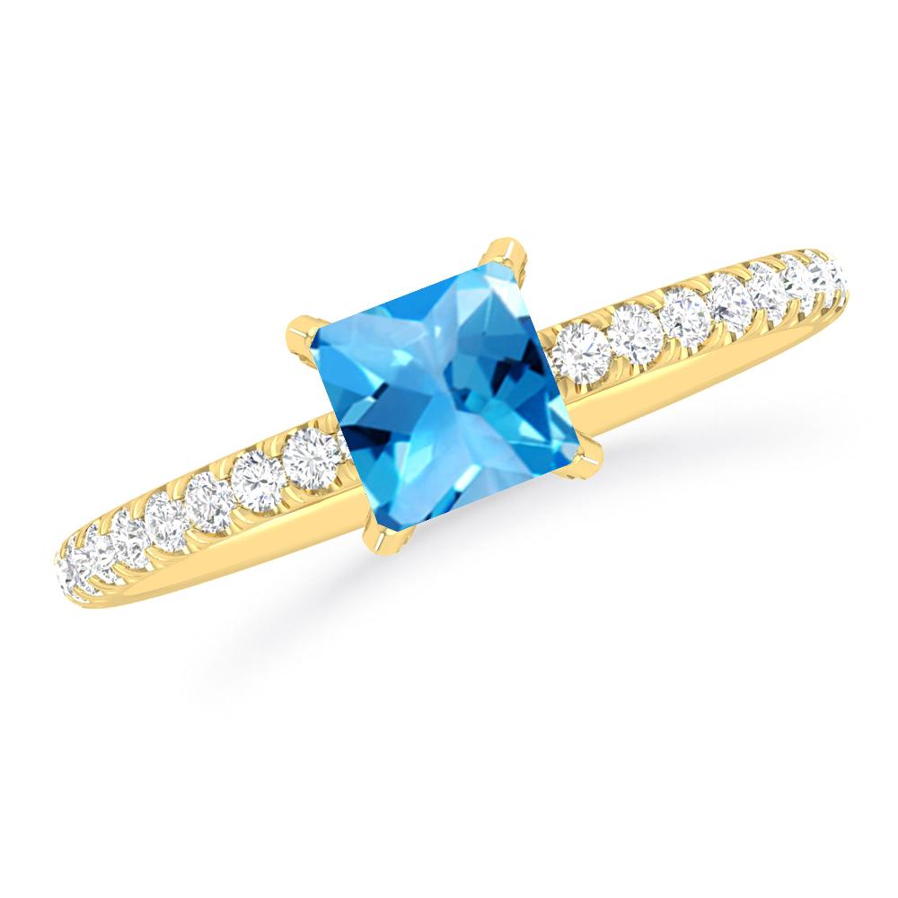 Yellow Gold - Blue Topaz