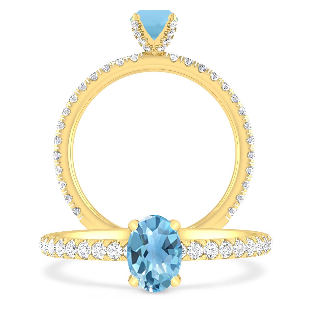 Yellow Gold - Blue Topaz