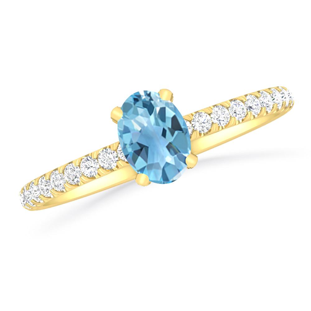 Yellow Gold - Blue Topaz