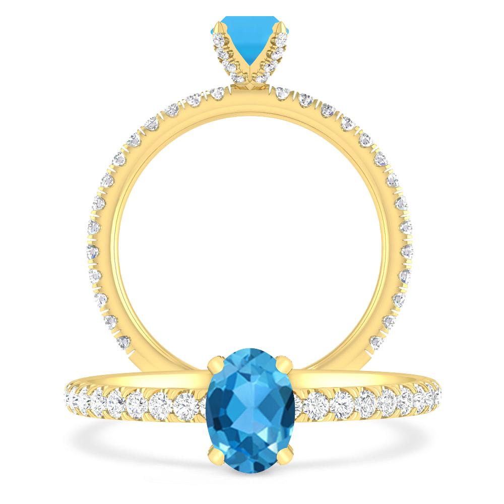 Yellow Gold - Blue Topaz