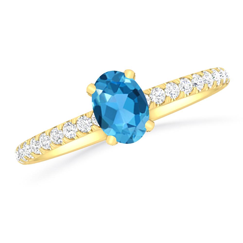 Yellow Gold - Blue Topaz