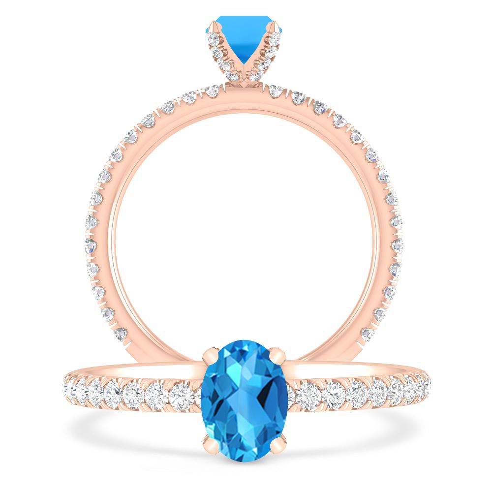 Rose Gold - Blue Topaz