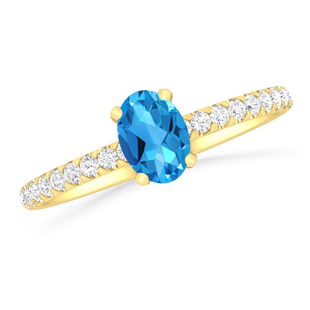 Yellow Gold - Blue Topaz