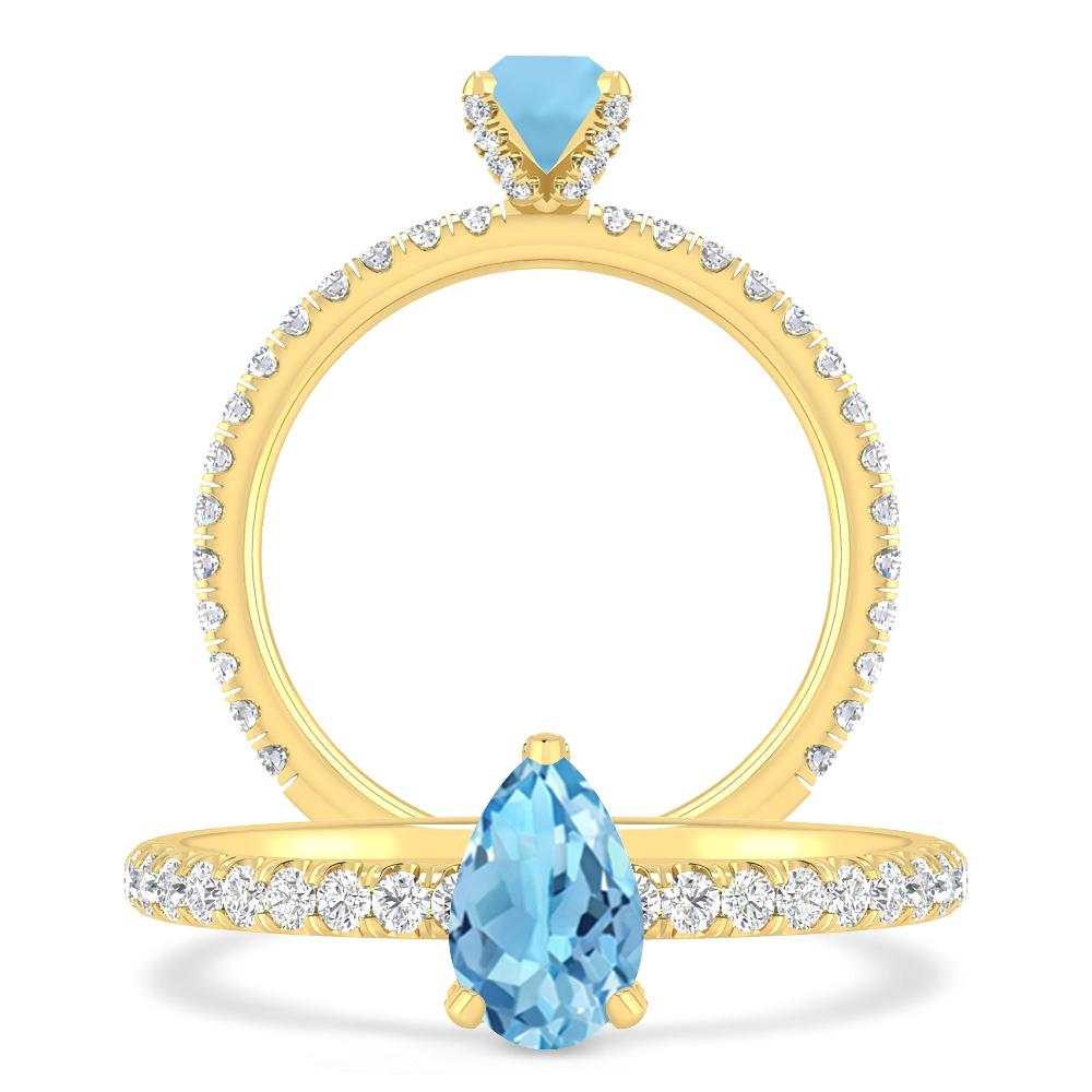 Yellow Gold - Blue Topaz