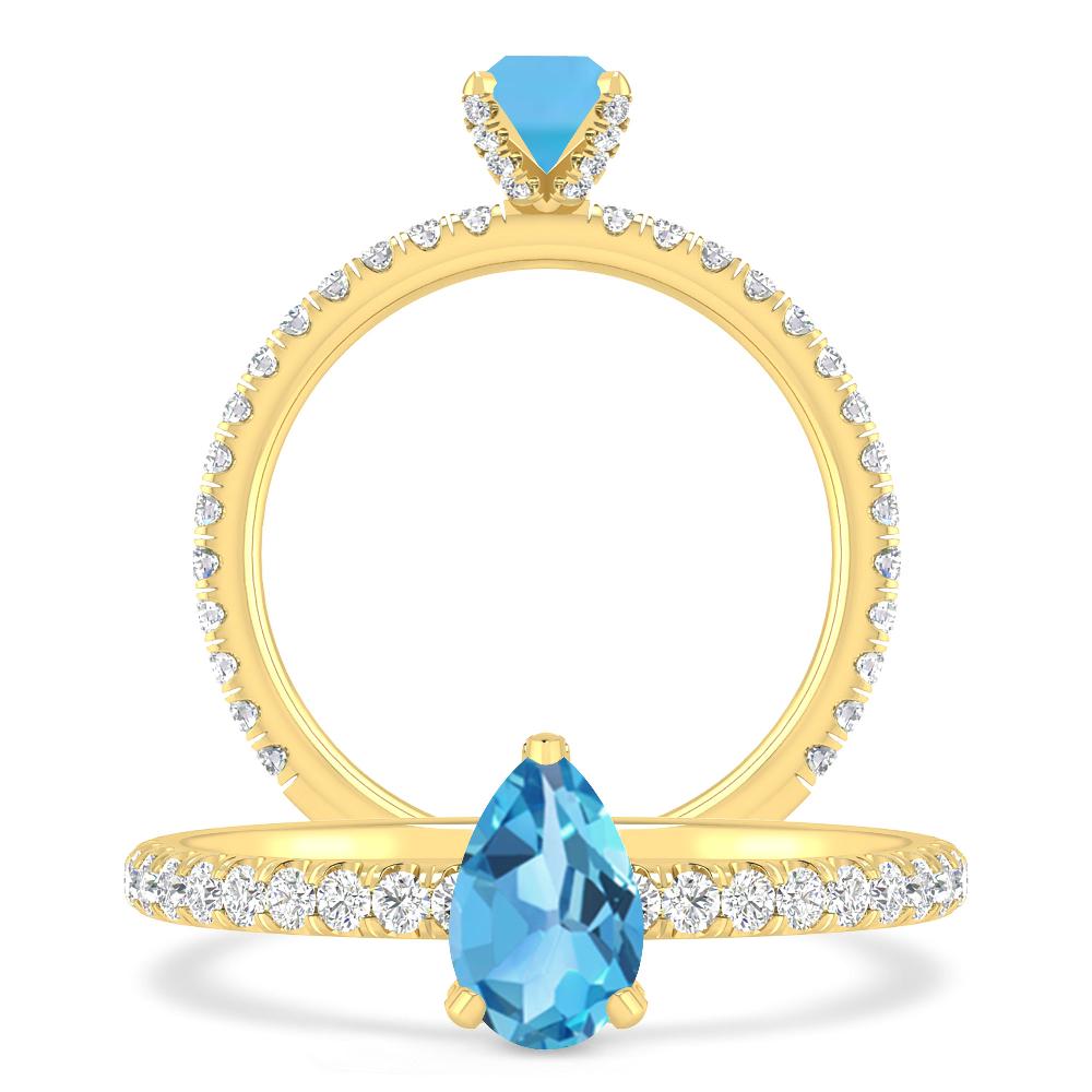 Yellow Gold - Blue Topaz