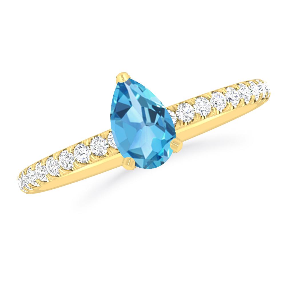 Yellow Gold - Blue Topaz