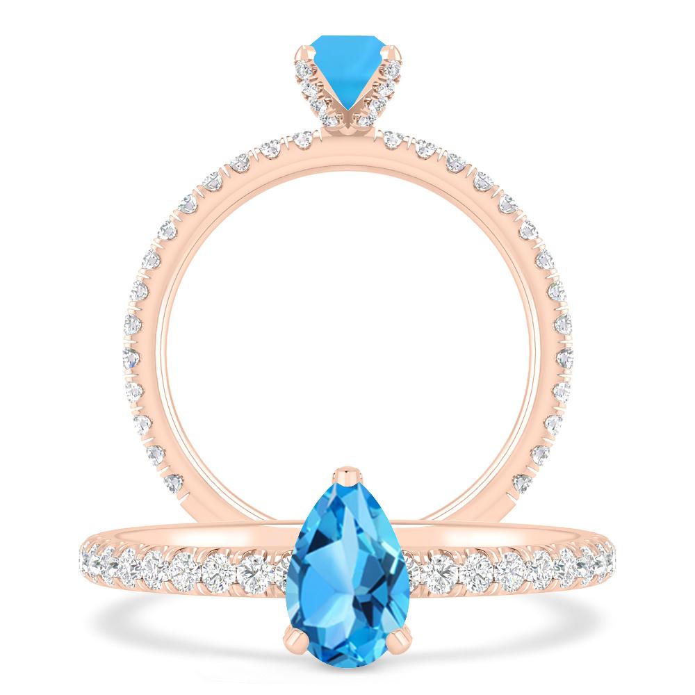 Rose Gold - Blue Topaz