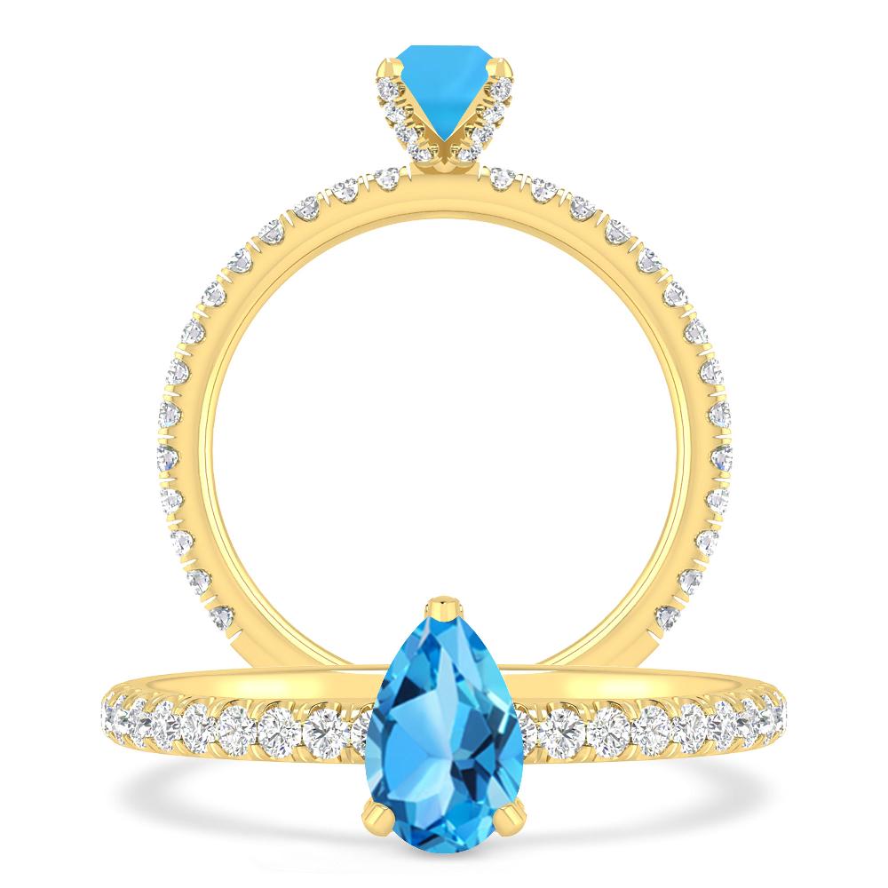 Yellow Gold - Blue Topaz