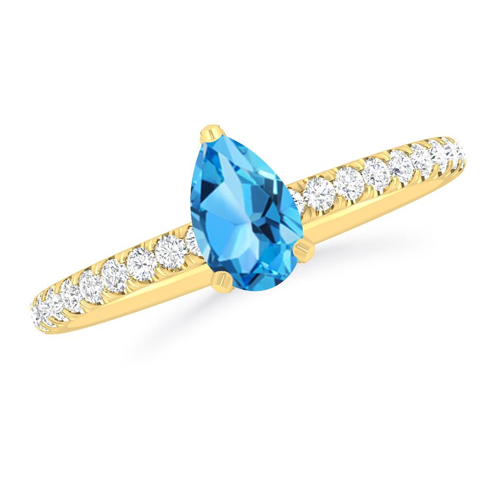 Yellow Gold - Blue Topaz