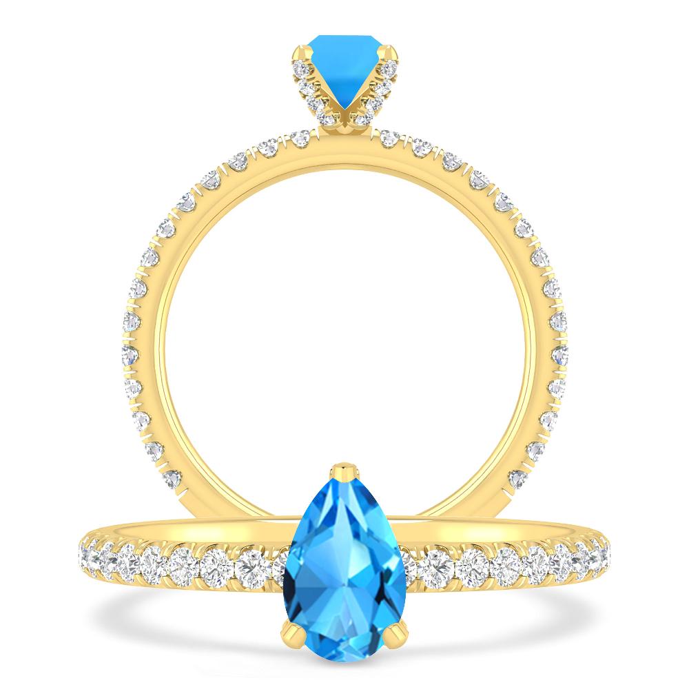 Yellow Gold - Blue Topaz
