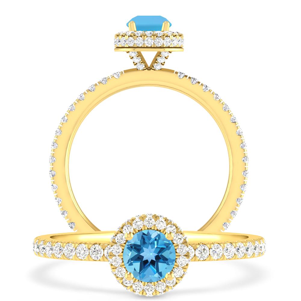 Yellow Gold - Blue Topaz