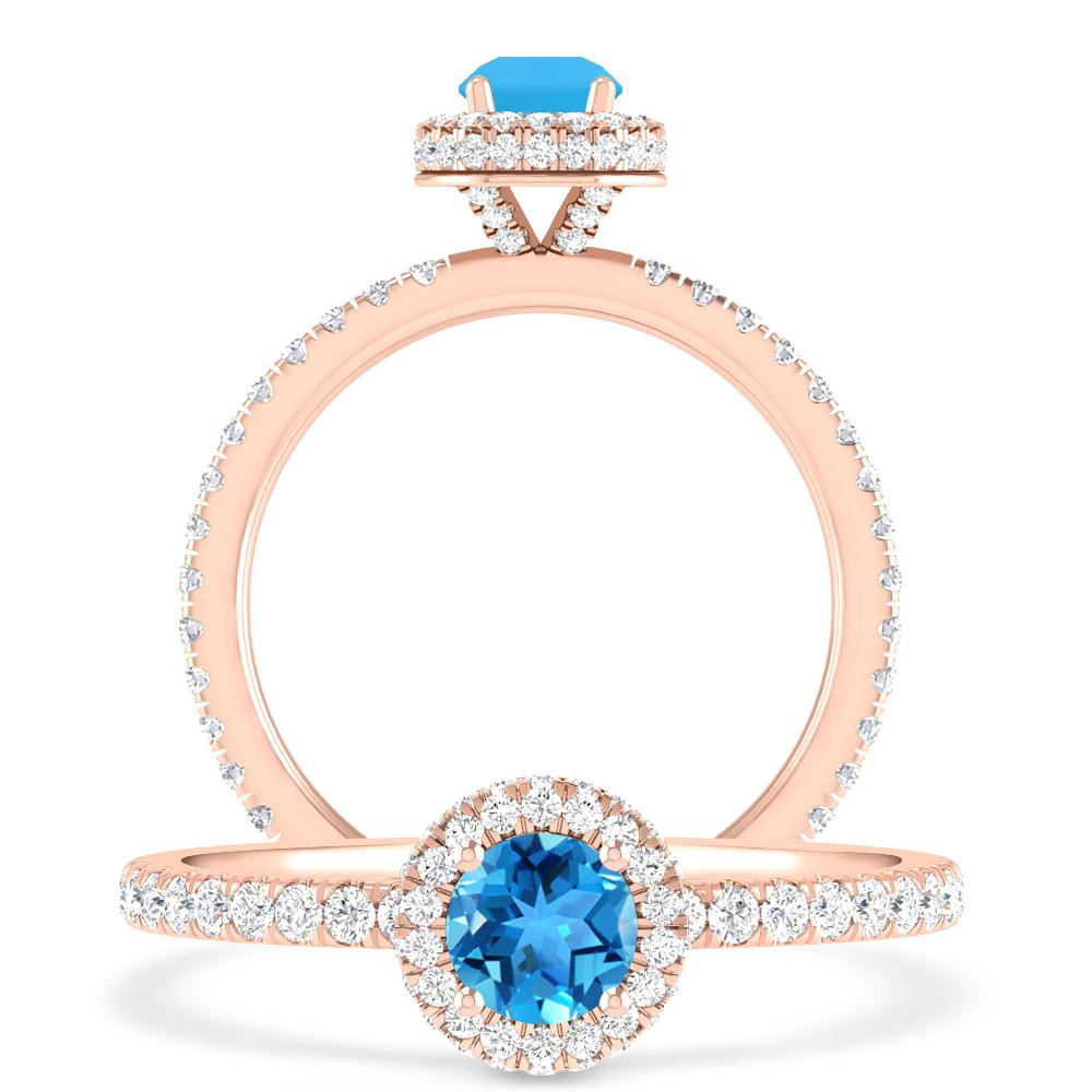 Rose Gold - Blue Topaz