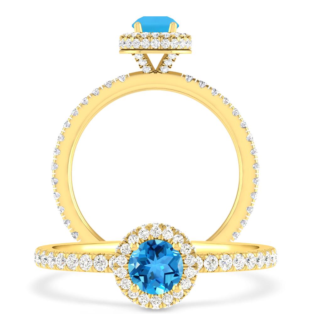 Yellow Gold - Blue Topaz