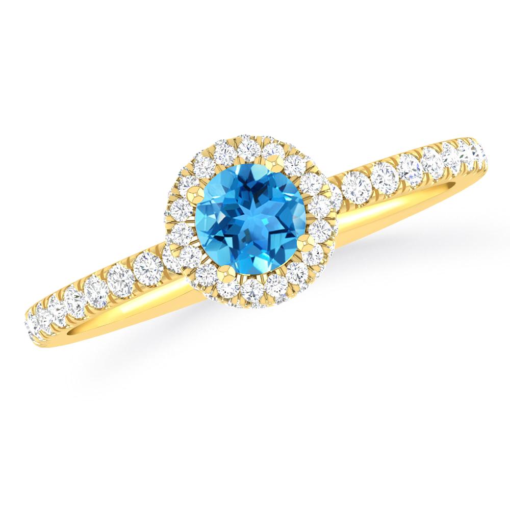 Yellow Gold - Blue Topaz