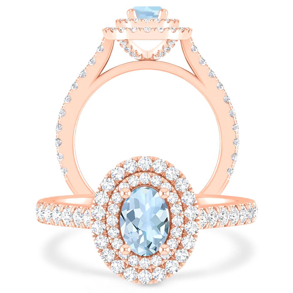 Rose Gold - Aquamarine