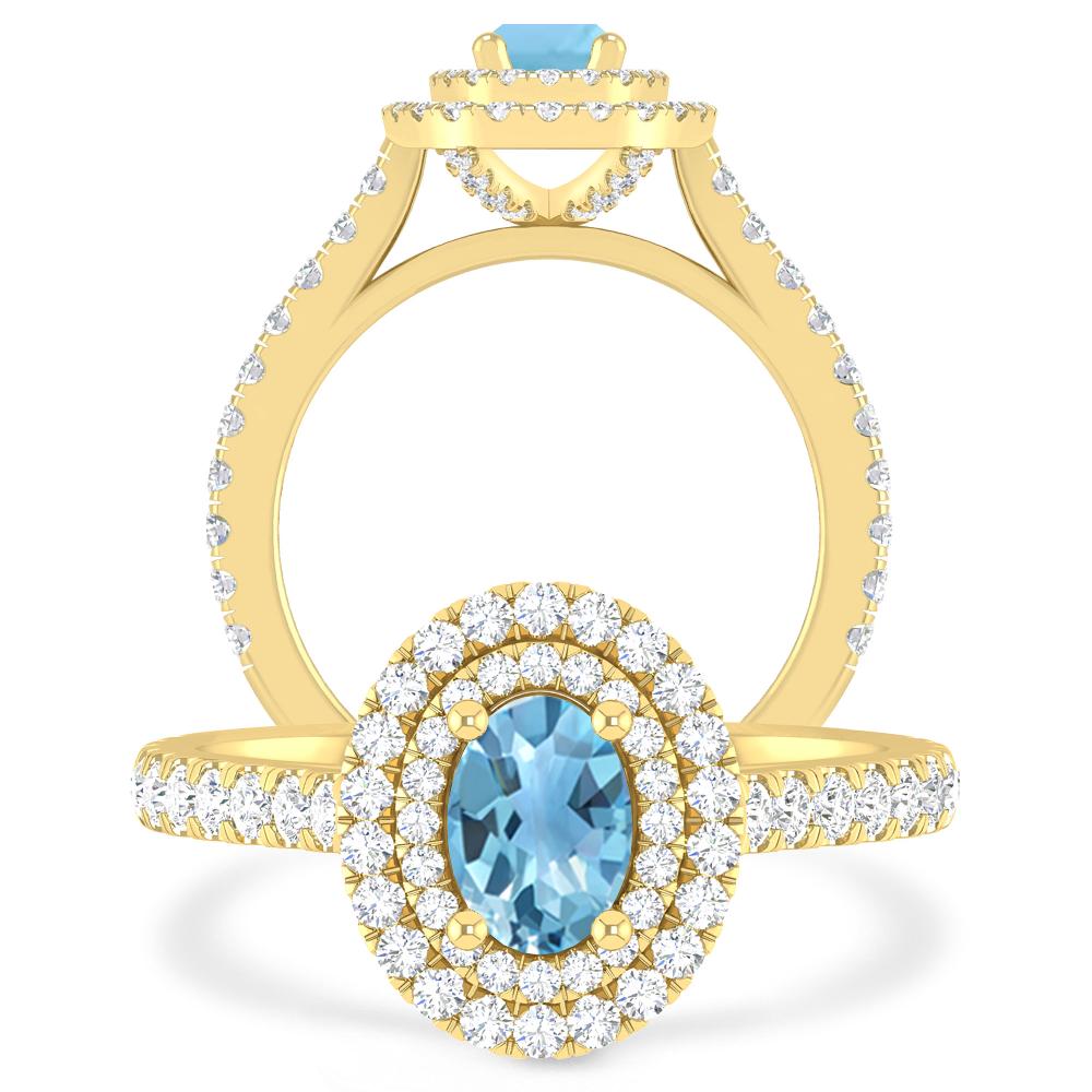 Yellow Gold - Blue Topaz