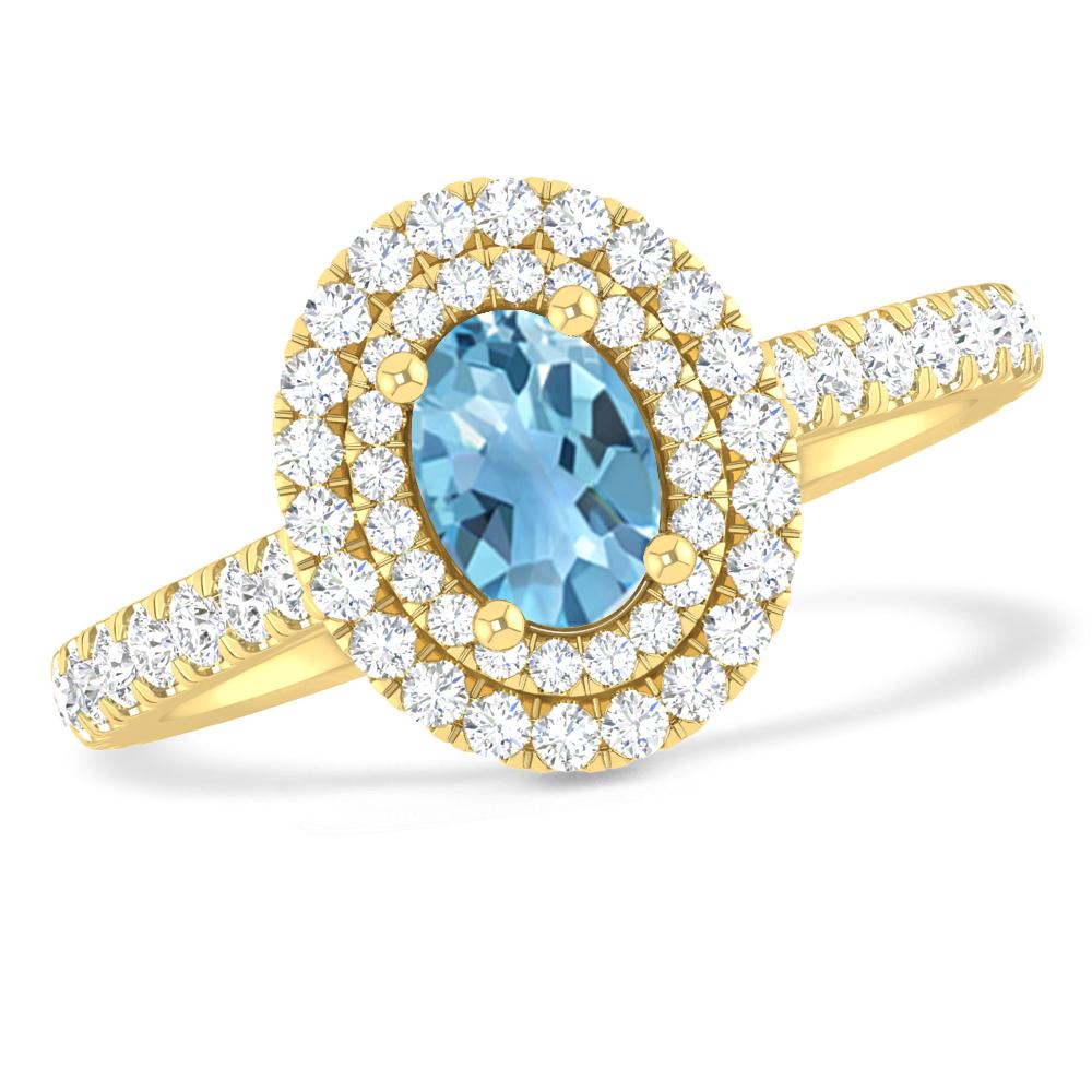 Yellow Gold - Blue Topaz