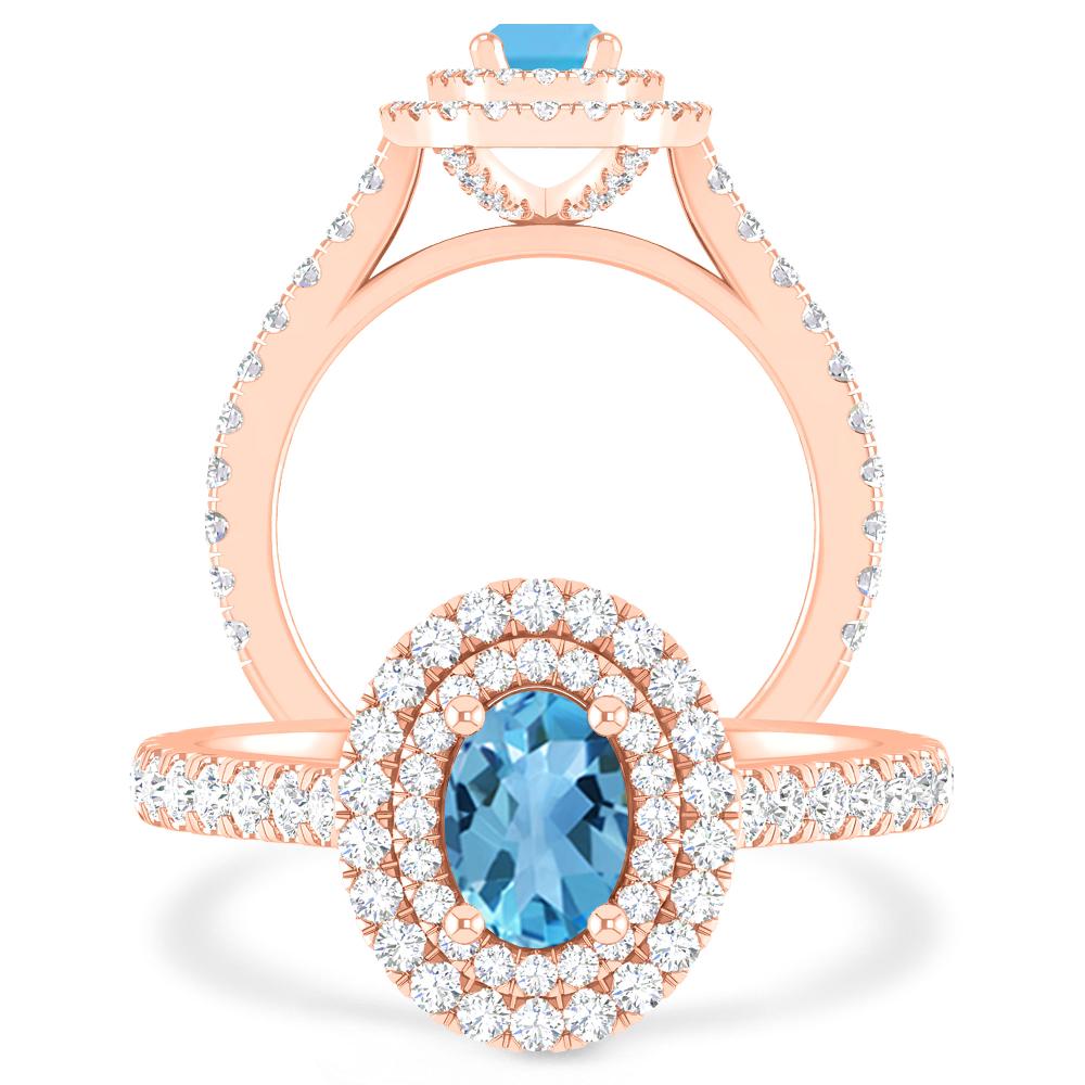 Rose Gold - Blue Topaz