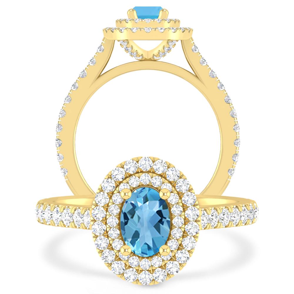 Yellow Gold - Blue Topaz