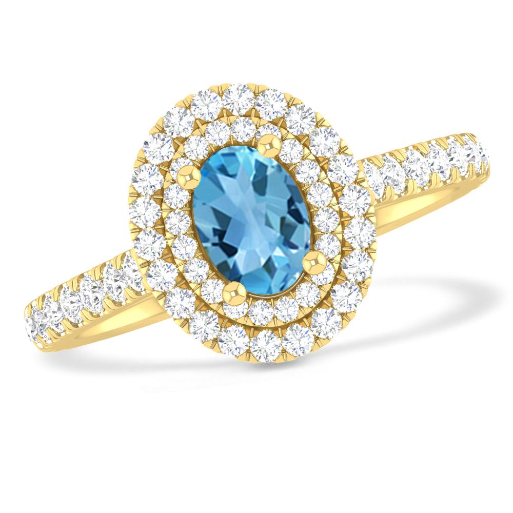 Yellow Gold - Blue Topaz