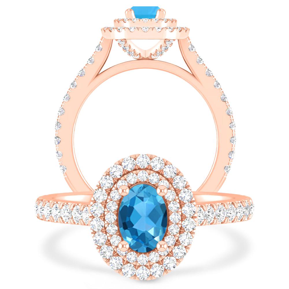 Rose Gold - Blue Topaz