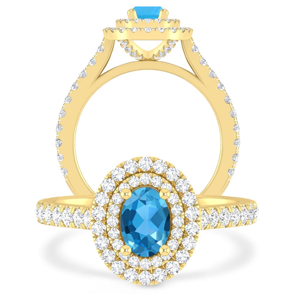 Yellow Gold - Blue Topaz