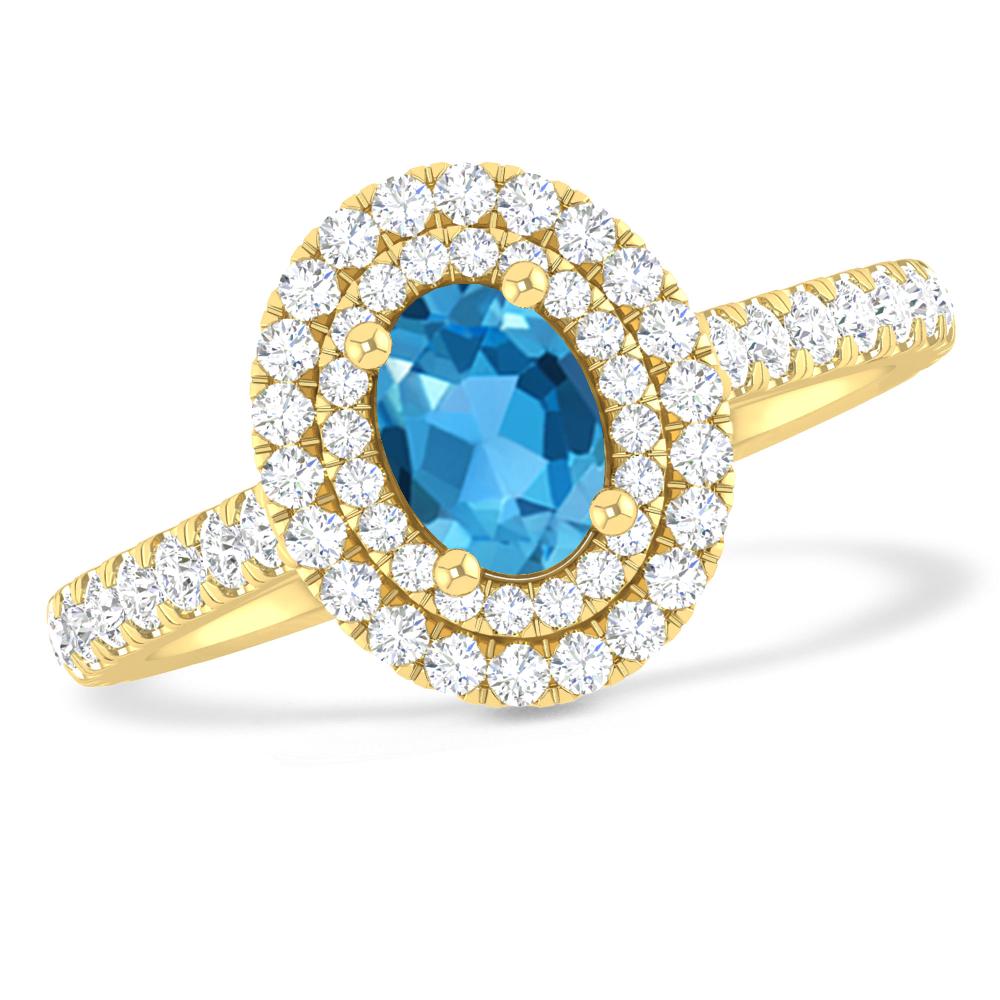 Yellow Gold - Blue Topaz