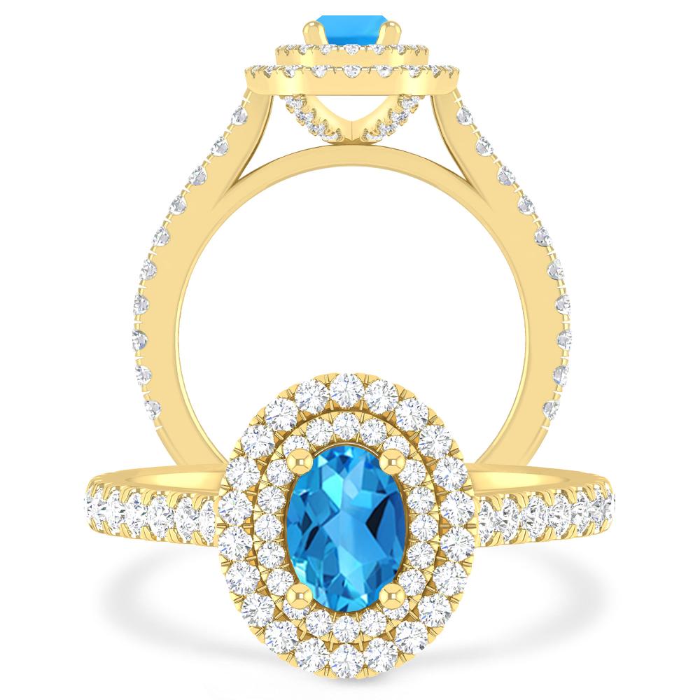 Yellow Gold - Blue Topaz