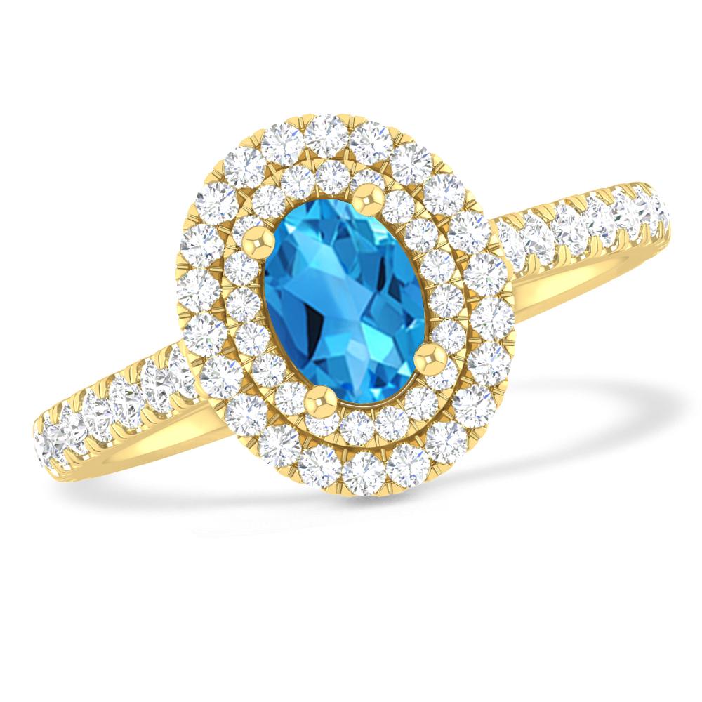 Yellow Gold - Blue Topaz