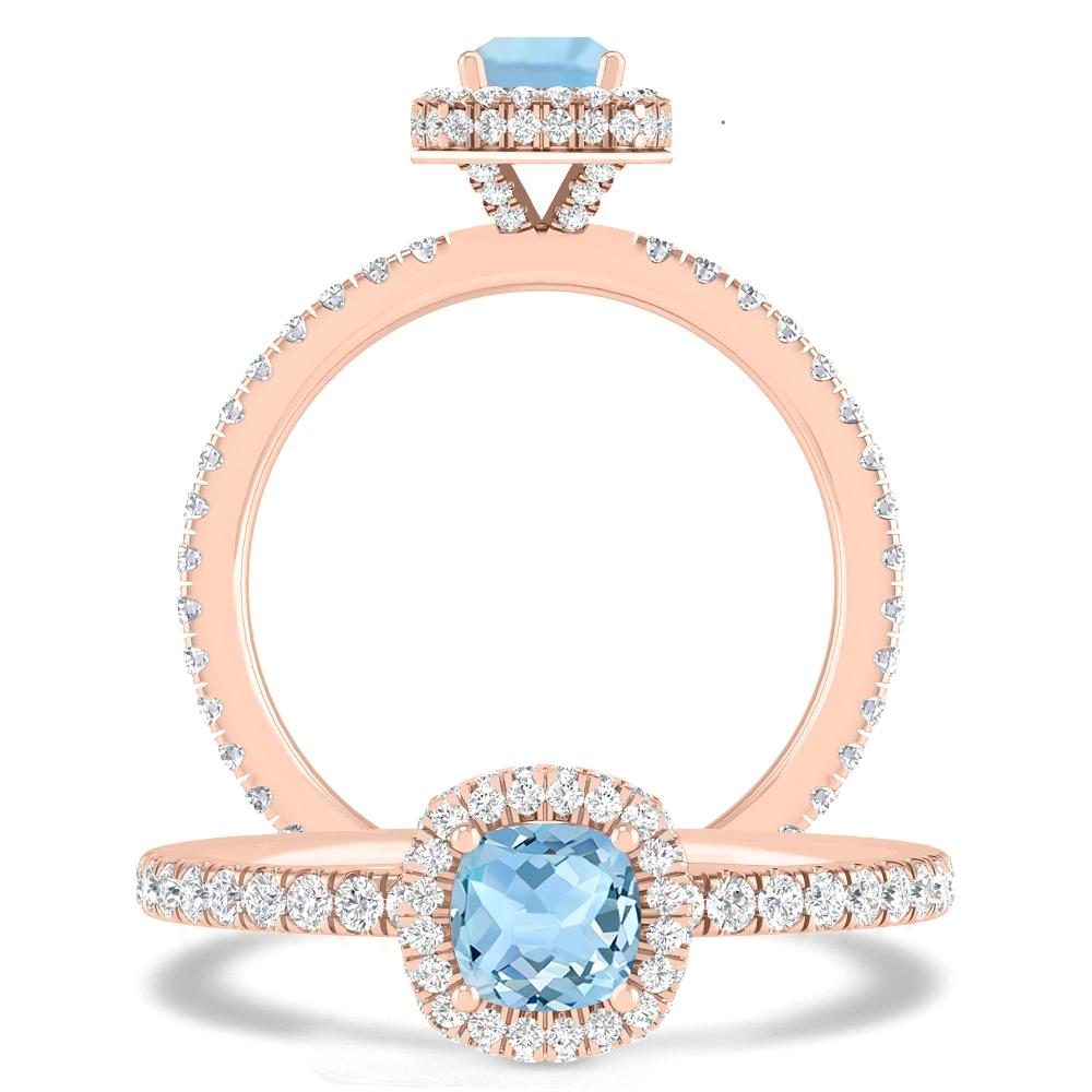 Rose Gold - Aquamarine