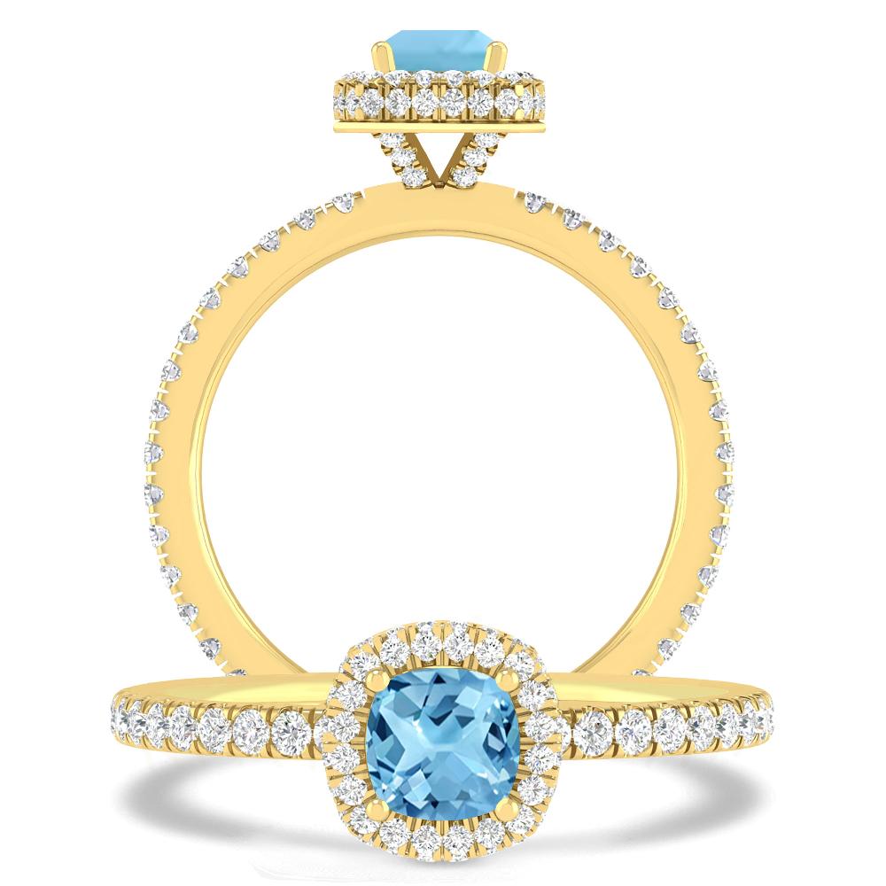 Yellow Gold - Blue Topaz