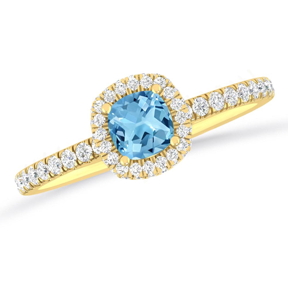 Yellow Gold - Blue Topaz