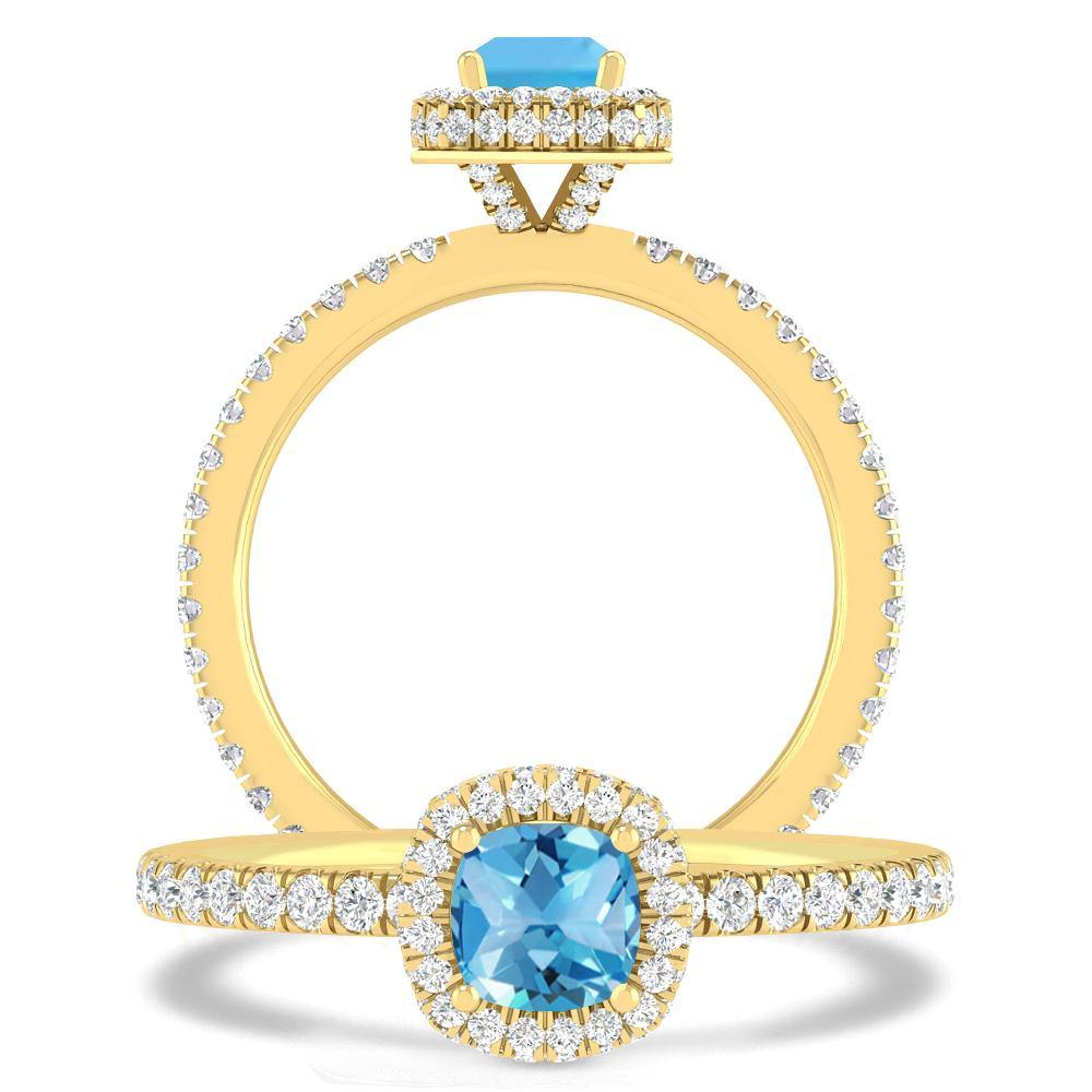 Yellow Gold - Blue Topaz