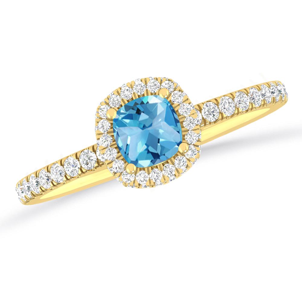 Yellow Gold - Blue Topaz